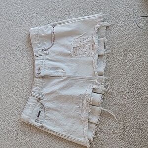 Light Blue Denim Mini Skirt With Swarovski Crystals NEVER WORN